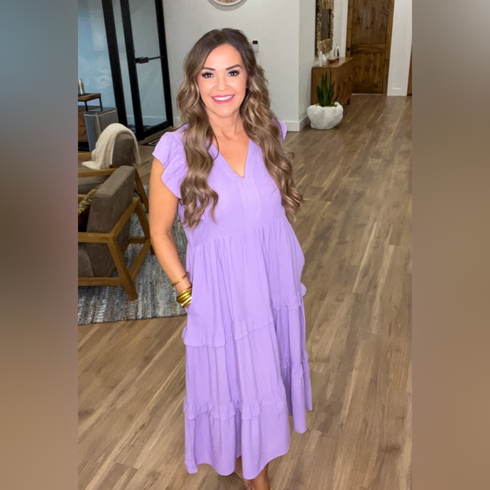 Cori Tiered Midi Dress - Lavender